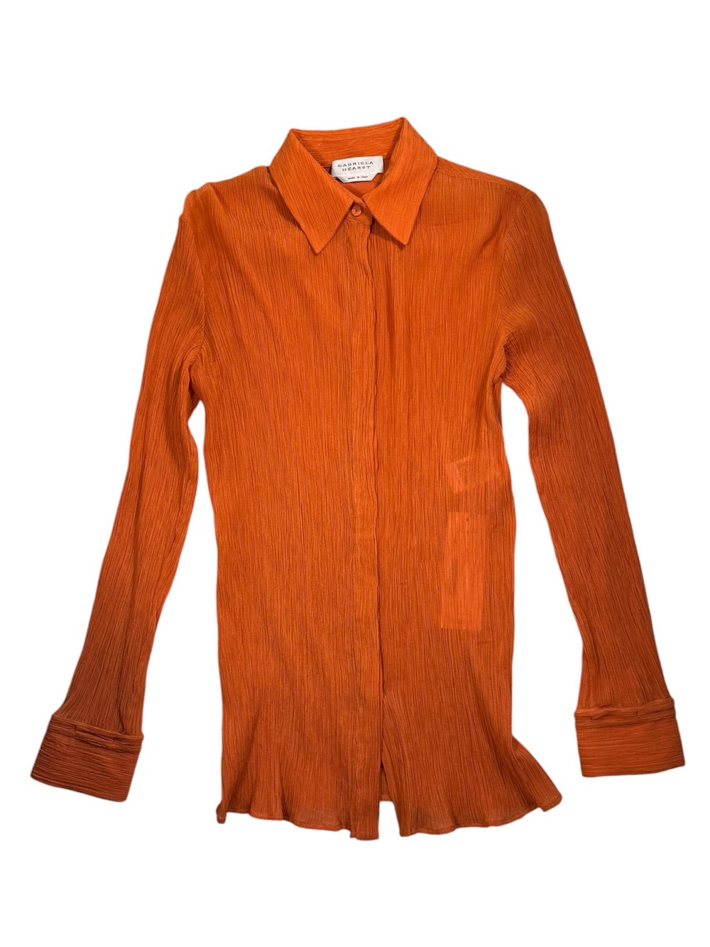 Gabriela Hearst Cruz Spice Crinkled Cotton Silk Shirt 40